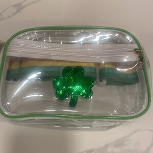 Clear stadium bag with Green Sequin Shamrock  Notre dame football, basketball